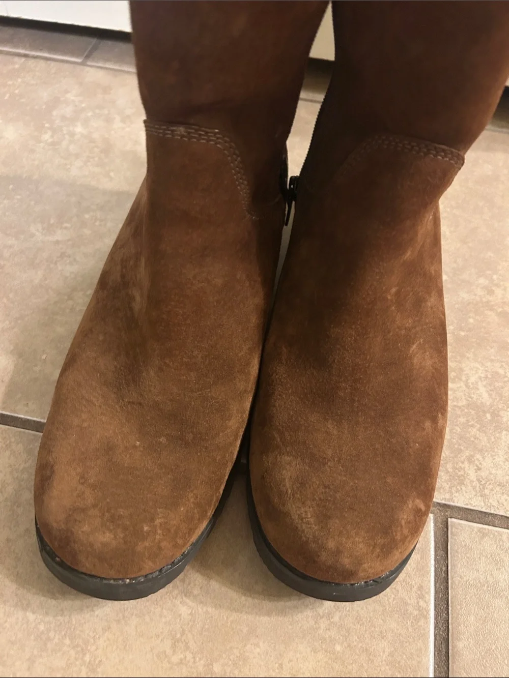 UGG Chestnut Suede Shearling-Lined Mid-Calf Boots